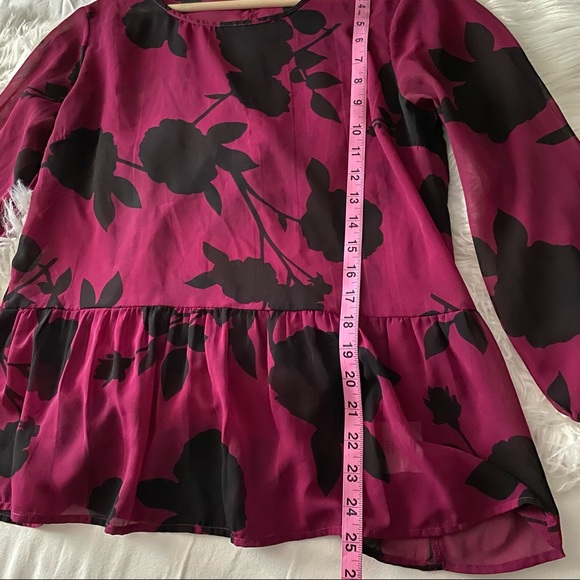 Peplum • Sheer Black Floral Blouse - Picture 3 of 10